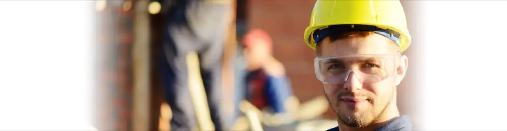 A construction worker wearing a hard hat